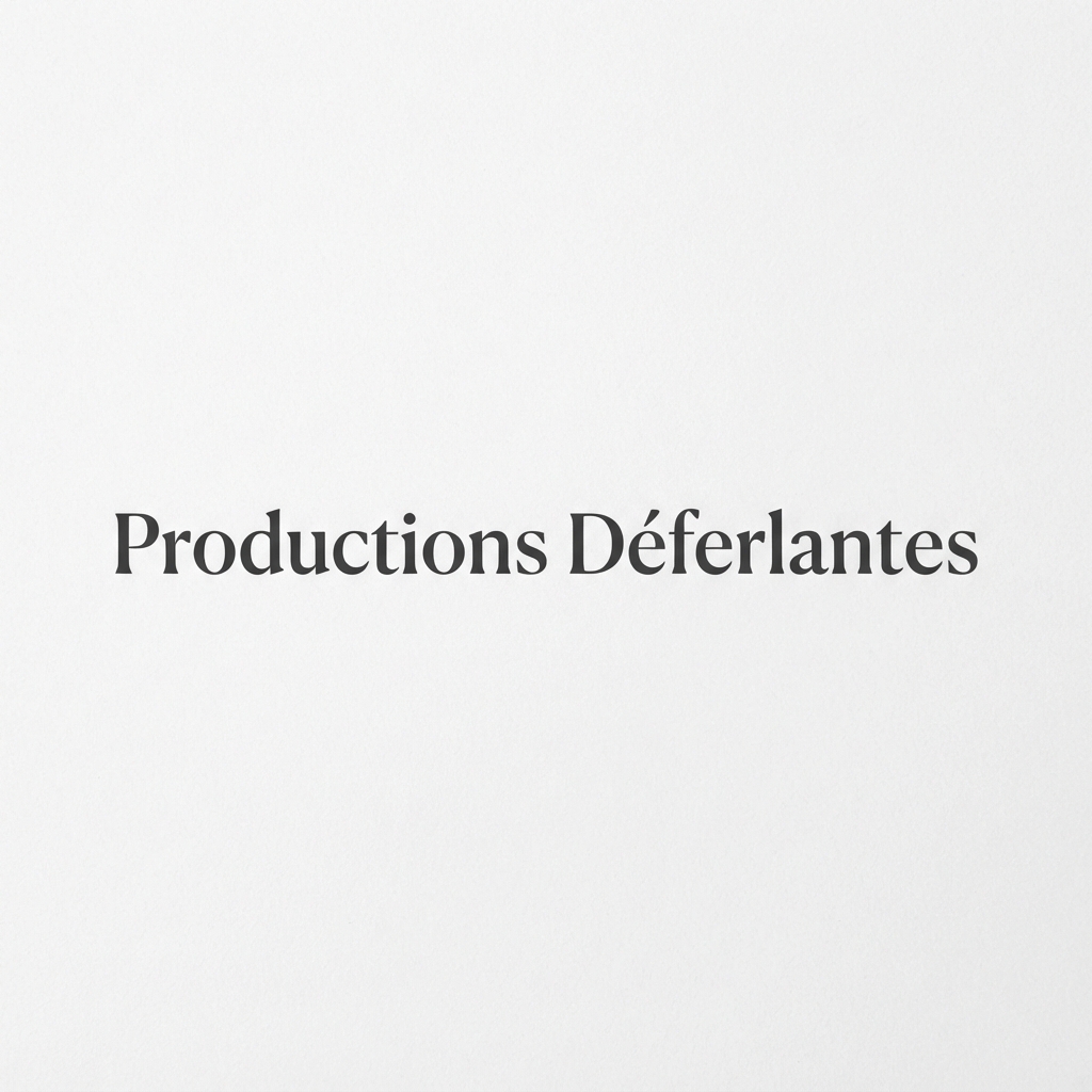 Centered dark serif text reads “Productions Déferlantes” on a lightly textured white background.